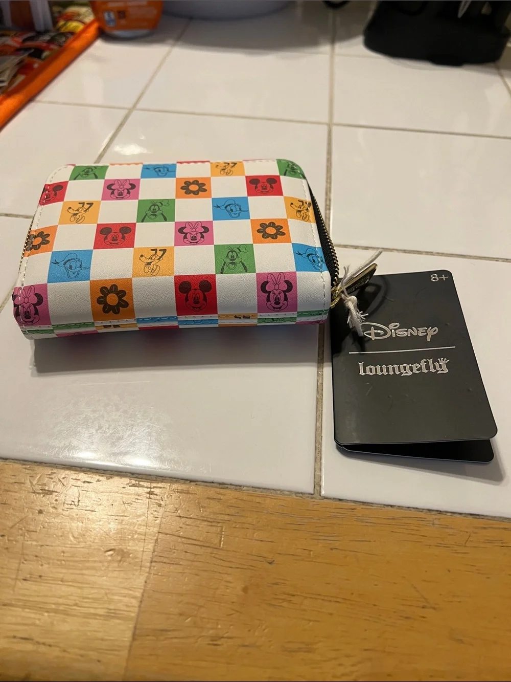Loungefly Kids Multicolor Checkerboard Mickey & Friends Zip Wallet